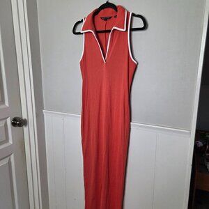VERONICA BEARD Orange Darien Sleeveless Knit Dress